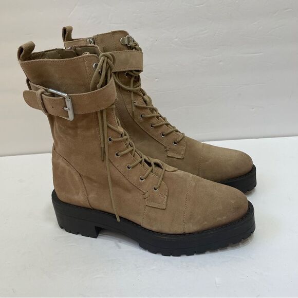 NEW WITHOUT TAGS SAM EDELMAN JUNIP COMBAT‎ BOOTS IN TAN SUEDE LEATHER. SIZE 7.5 - Picture 1 of 10